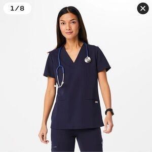 Women's Navy Figs Scrub Top-Medium